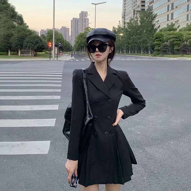 Womens Dress Blazer Clothing Chic and Elegant Pretty Female Dresses 2025 Formal Occasion Spring Retro Promotion Loose X Xxl Y2k