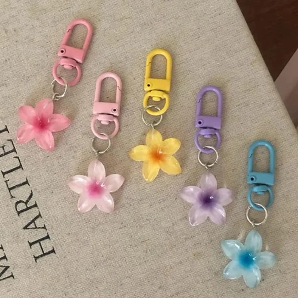 Cute Colorful Flower Pendant Keychains Women Bag Earphone Case Pendant DIY Accessories Car Key Ring Girl Candy Color Key Chains 250616