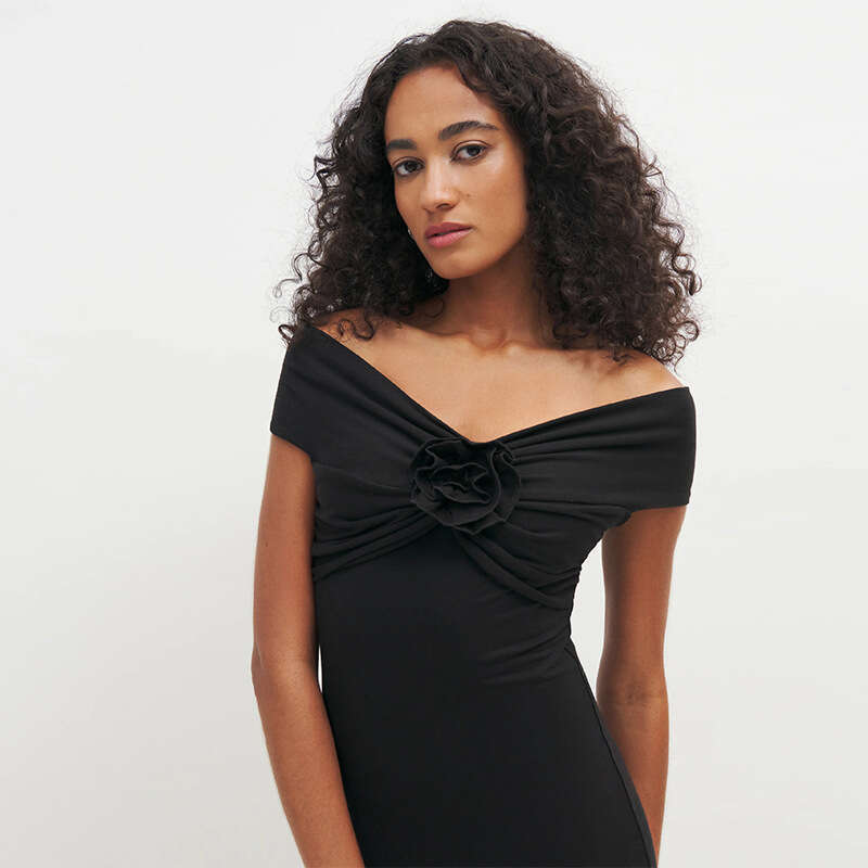 Robe Beach Dress Clothes Women Designer Whitedress Long Dress N758 Summer 2025 Solid Color Off-shoulder Mid-length Knitted Dress Slim Fit Sexy French 