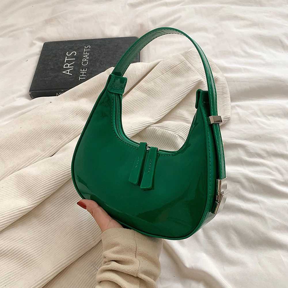 Fashion Half Moon Patent Leather Underarm Bag Summer WomenS Emperament Party Handbags All-Match Wedding Bridal Bags Z250617