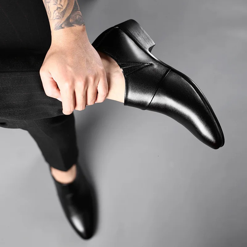 Men PU Leather Shoes Formal Dress for Plus Size Party Wedding Office Work Shoe Slip on Business Casual Oxfords Zapatos 250612