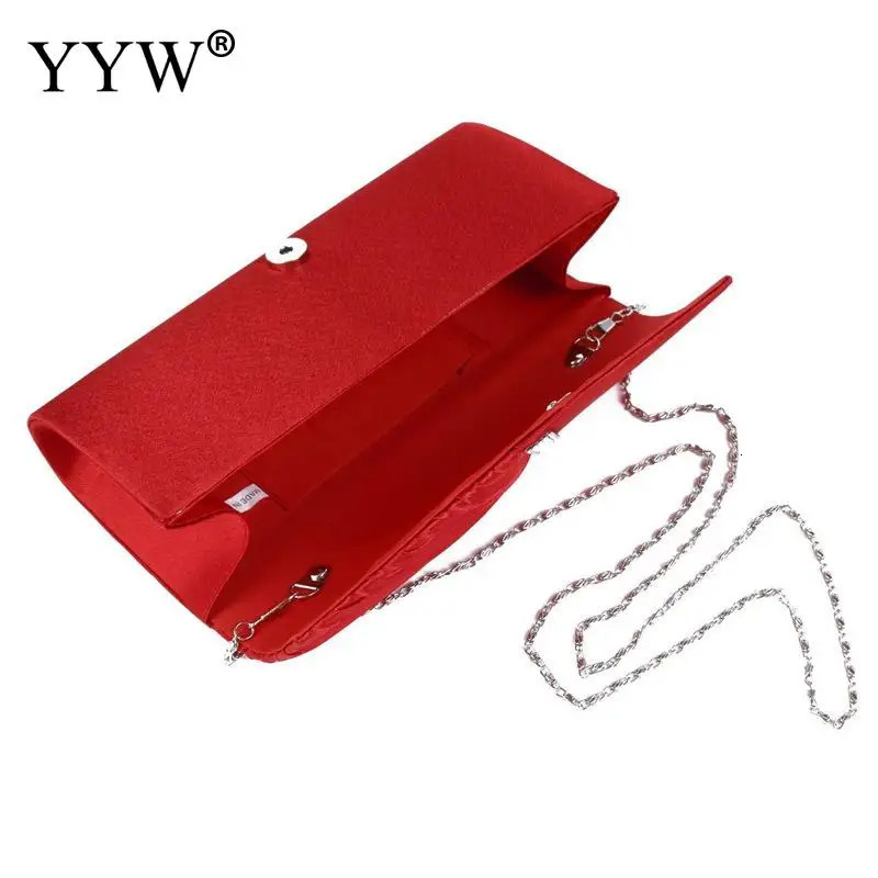 Folds Rhinestone Decor Chain Clutch Bags For Women Red Evening Party Clucth Envelope Bag Female Girl Shoulder Pouch 250617