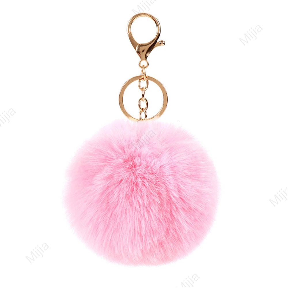 Cute Rex Rabbit Fur Plush Keychain 8cm Fluffy Pompom Ball Bag Backpack Decoration Car Key Chain Girl Gift Accessories 250616