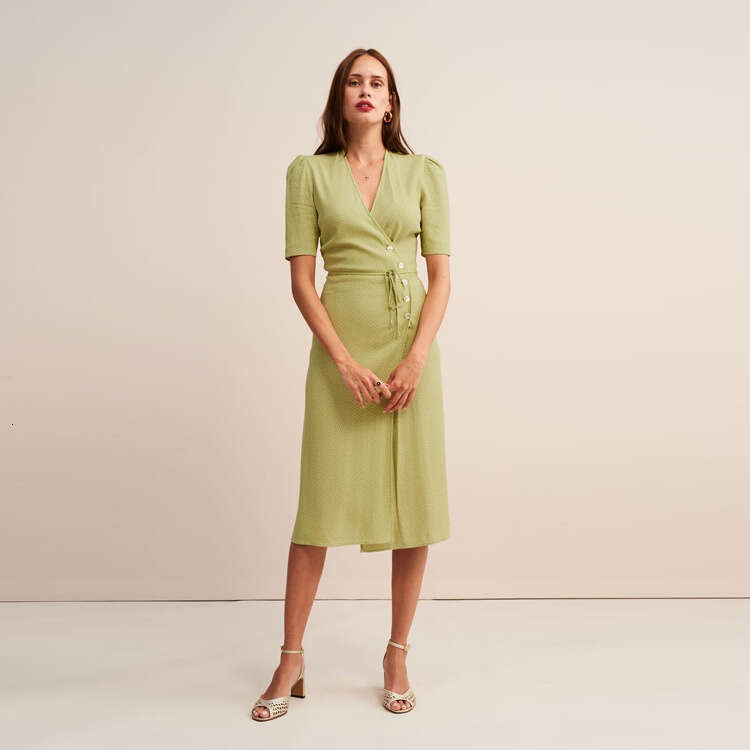 Womens Dress Vestidos Partydress Womandress 114 Button Tea Wrap Summer New French Style Womens Dress