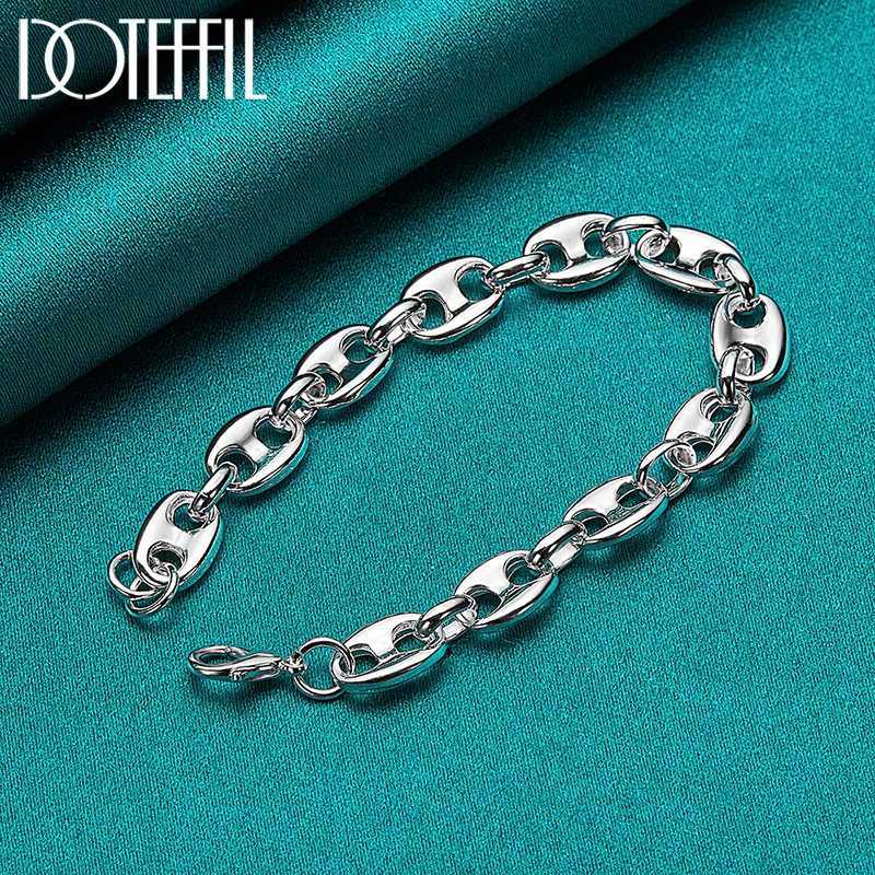 DOTEFFIL 925 Sterling Silver 18K Gold Simple Classic Chain Bracelet For Women Men Wedding Engagement Party Fashion Jewelry W250617