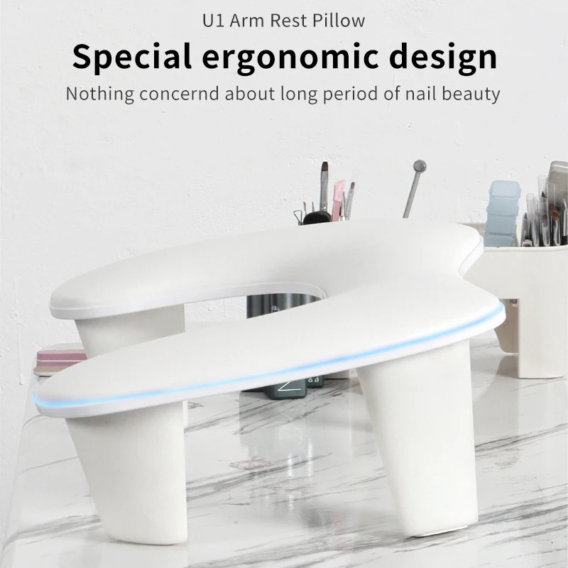 U-shaped Nail Art Hand Pillow PU Leather Detachable Stand Tilt Comfortable Nail Art Pad Two Hands Nail Art Tools 250612