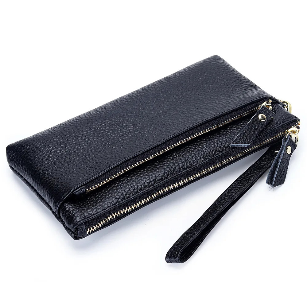 Womens Wristlet Clutch Purse Genuine Leather Clutch Cellphone Smartphone Long Wallet Vintage Purse Travel Double Zip Wristlets 250617