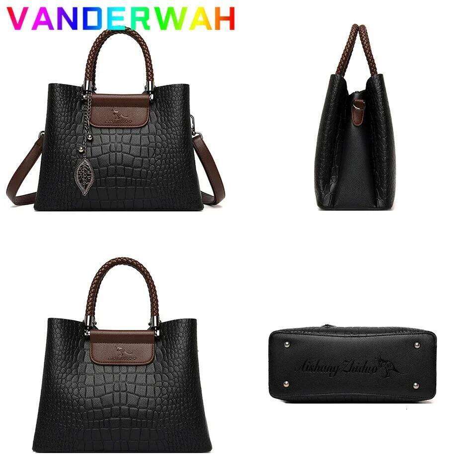3 Layers Alligator Crossbody Hand Bag For Women Mom Fashion Casual Tote Female Shoulder Messenger Sac Brand Pu Leather Handbags