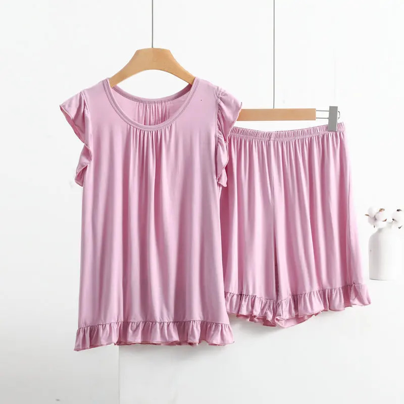 XL-8XL Plus Size Modal Pajamas For Women Sleeveless Tops Shorts Suit Summer Sleepwear Pyjamas Femme Nightwear Pijamas Set 250616