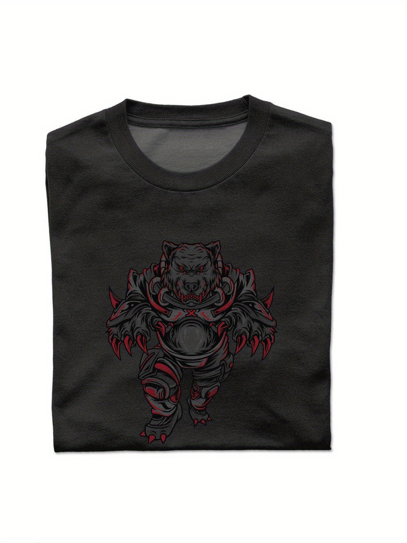 Dongdumaoyi White Cotton Adult Round Collar Graphics Short Sleeve Black S-3Xl Men 180G T Shirts Tiger c877