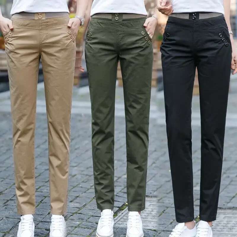 Casual Woman Trousers Baggy Vintage Pants for Women Loose Clothing Korean Fashion One Size Trends 2025 All Medium Elastic New In