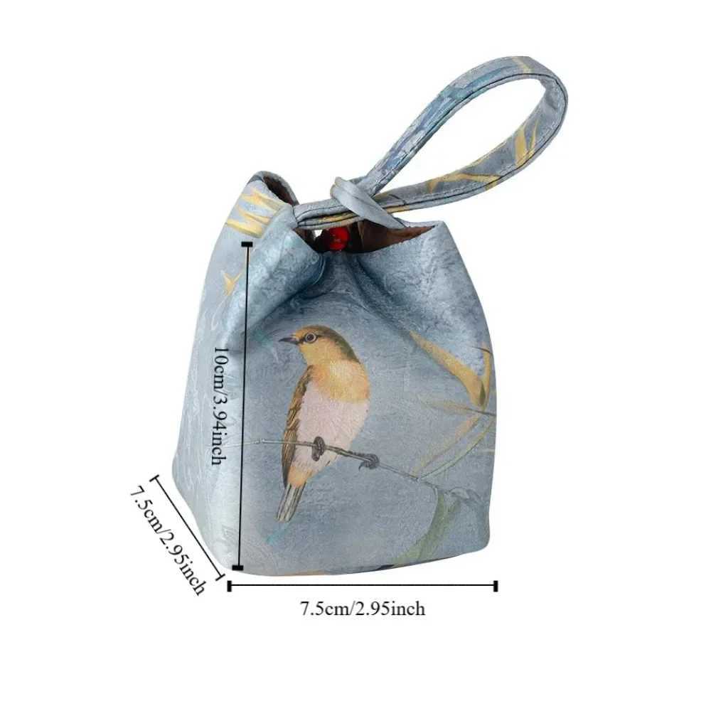 Chinese Style Teacup Drawstring Cloth Pouch Breakage-proof Print Teaware Storage Bag Portable Multifunctional Small Item Pouch Z250617