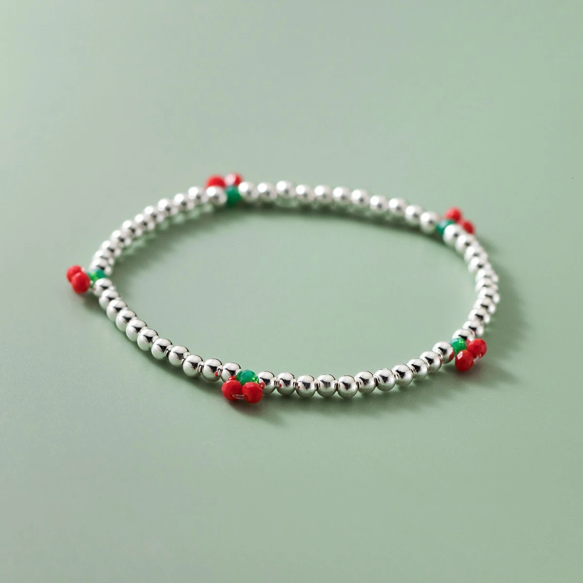 Modian Real 925 Sterling Silver Basic Cherry Round Beads Adjustable Bracelet for Women Charm Bracelet Fine Jewelry Birthday Gift 250611