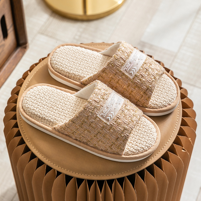 Summer linen women's slippers home indoor men's slippers designer sandals cotton linen soft women's sandals slippers