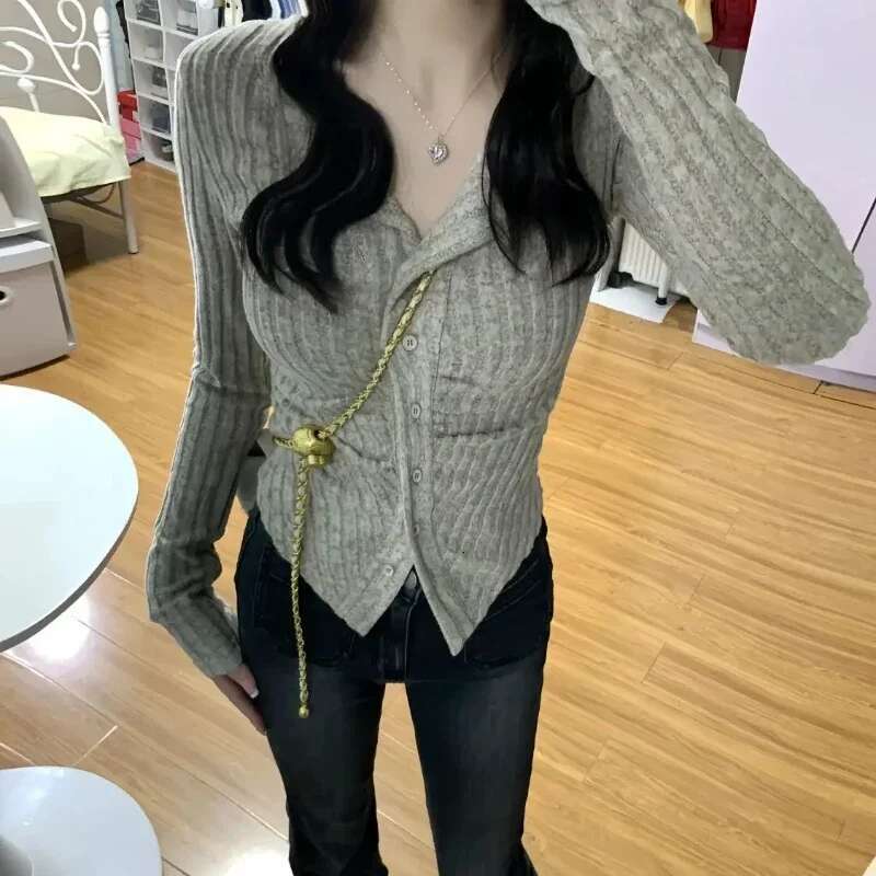 Long Sleeve Commute Tops Polo Neck T Shirt for Women Slim Woman Tshirt Shirts New Cheap Clothes Aesthetic Fashion 2025 Basic Y2k