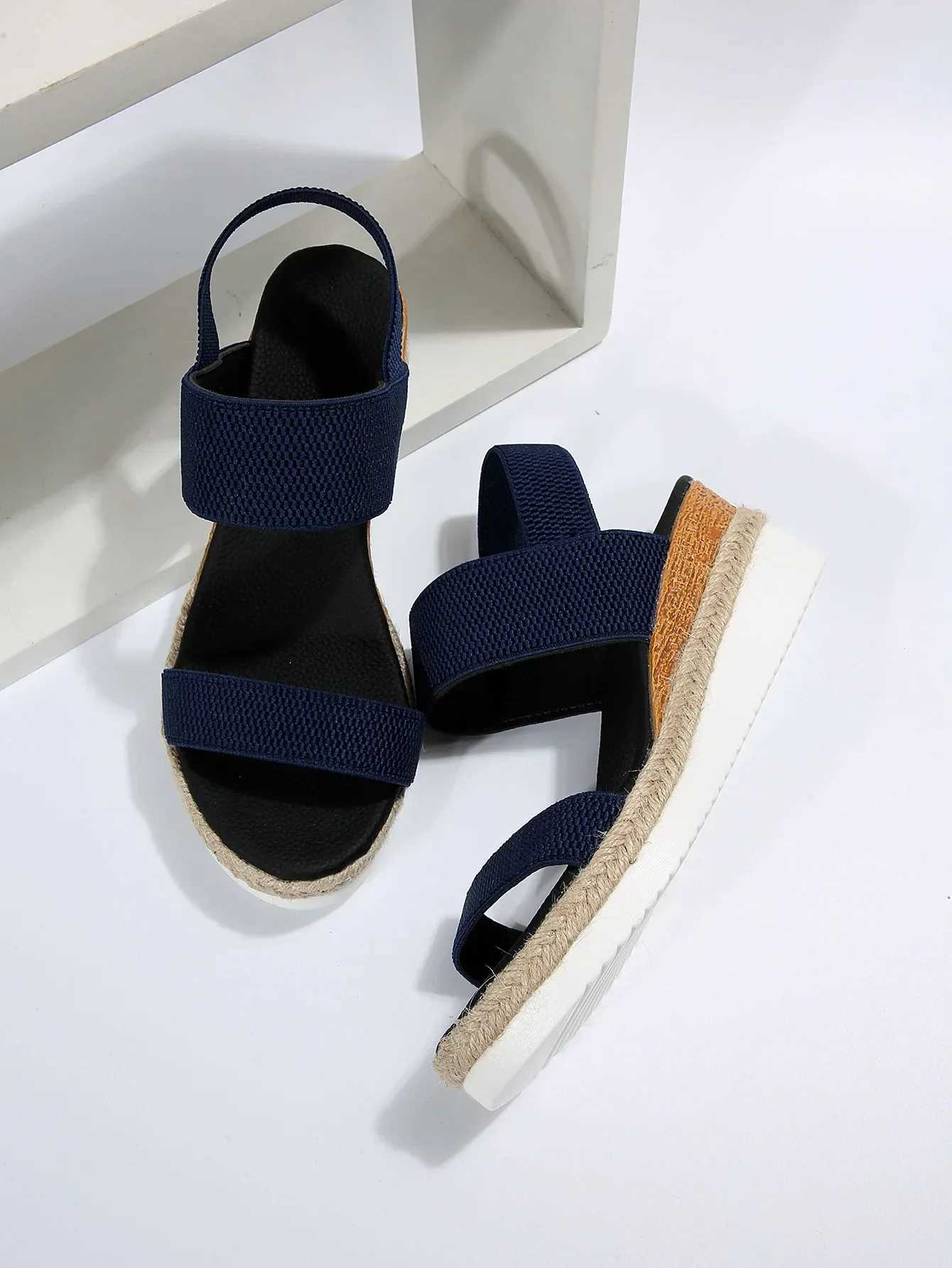 Plus Size 36-43 Womens Sandals Summer Casual Shoes for Women Comfortable Non-slip Walking Slip on Elastic Fabric Female Shoes Z250617
