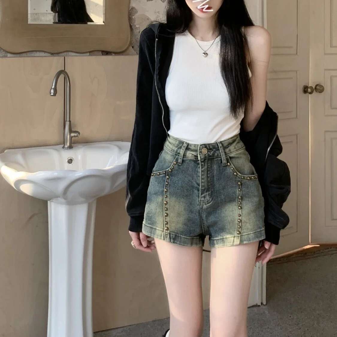 Wide Female Short Jeans Pants Summer Womens Denim Shorts Tie Dye Fashion Clothing 2025 Aesthetic Streetwear Korean Style Luxury