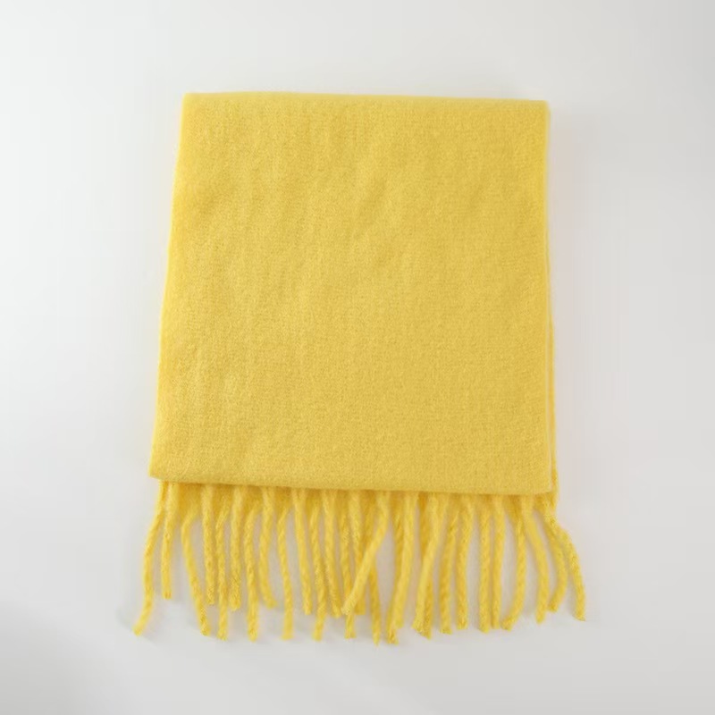 T988 new thick warm mohair scarf female shawl imitation cashmere autumn and winter thick beard solid color scarf