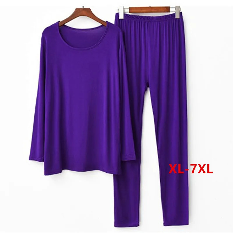 Summer Pajamas Women 2025 Plus Size Modal Cotton Sleepwear Pyjama Set Underwear Suit Autumn Pijama Mujer 3XL-7XL 45 To 110 KG 250616