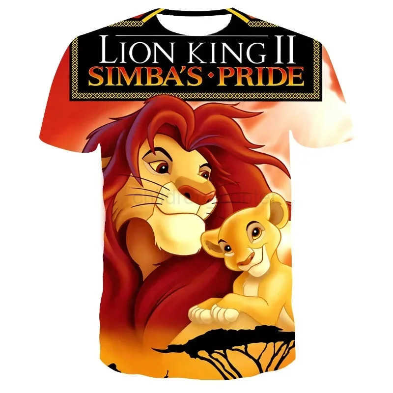 Disney 2024 Summer Disney The Lion King Simba 3D Print T-Shirt Kids Short Sleeve T-Shirts Casual Boys Girls Tops Men Women Clothing W250617