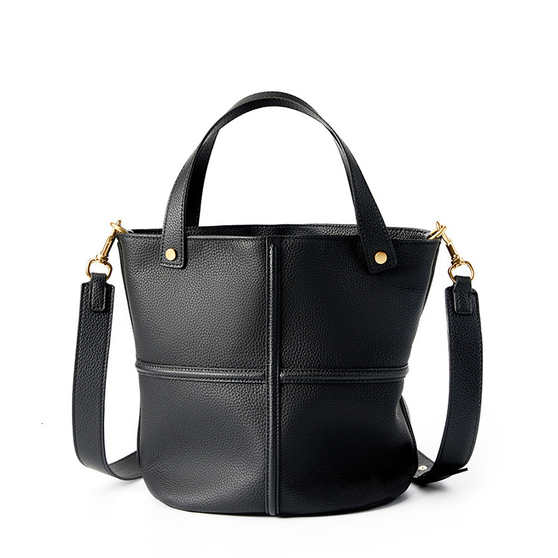 Free Shipping Large Capacity Commuter Bucket Bag First Layer Cowhide Women's Bag Elegant Shoulder Bag Designer Luxury Bags Summer New Handbag