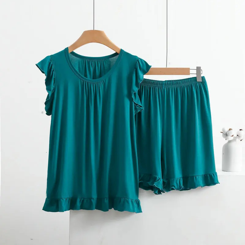 XL-8XL Plus Size Modal Pajamas For Women Sleeveless Tops Shorts Suit Summer Sleepwear Pyjamas Femme Nightwear Pijamas Set 250616