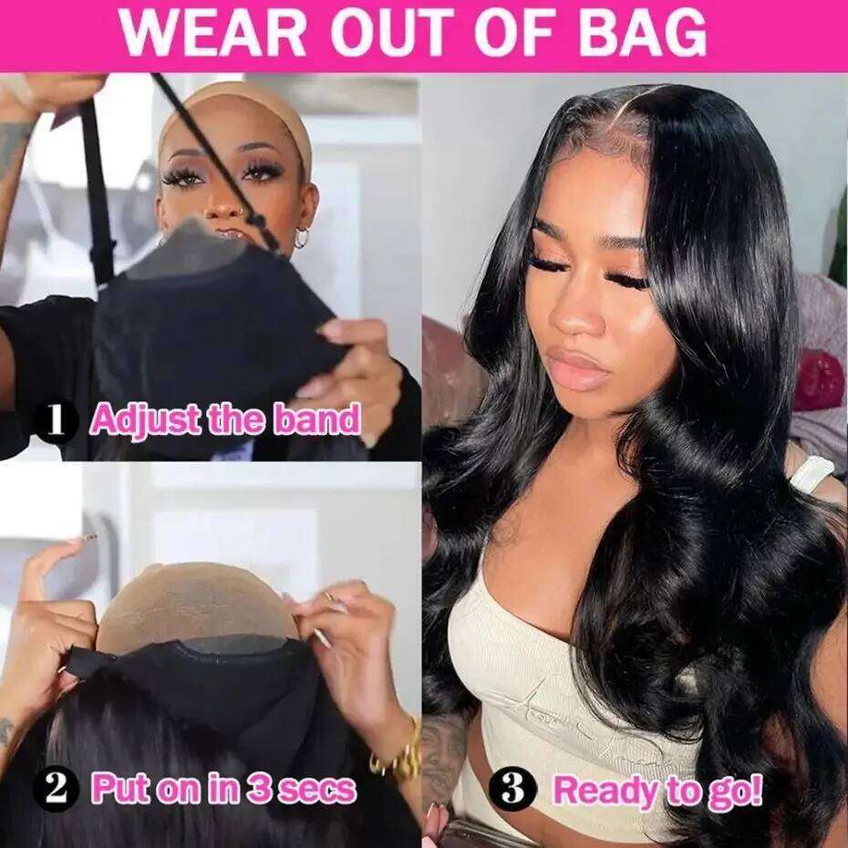 Glueless Body Wave 6x4 Closure Wig Ready Easy To Go Remy Human Hair 5x5 Transparent Lace Wigs For Women Pre Cut 180%