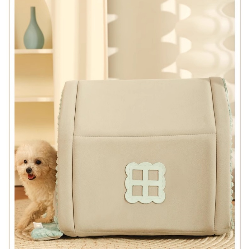 Small Pet Warm House Winter Closed Cat Dog Kennel Detachable & Easy-Clean Pet Shelter for Cats & Dogs