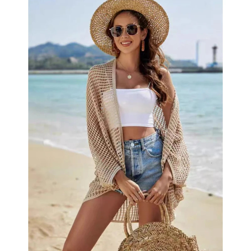 Openwork Open Front Longline Cover Up Crochet Knit Cardigan Sweater for Women Summer Vacation Beach Outfit 250616