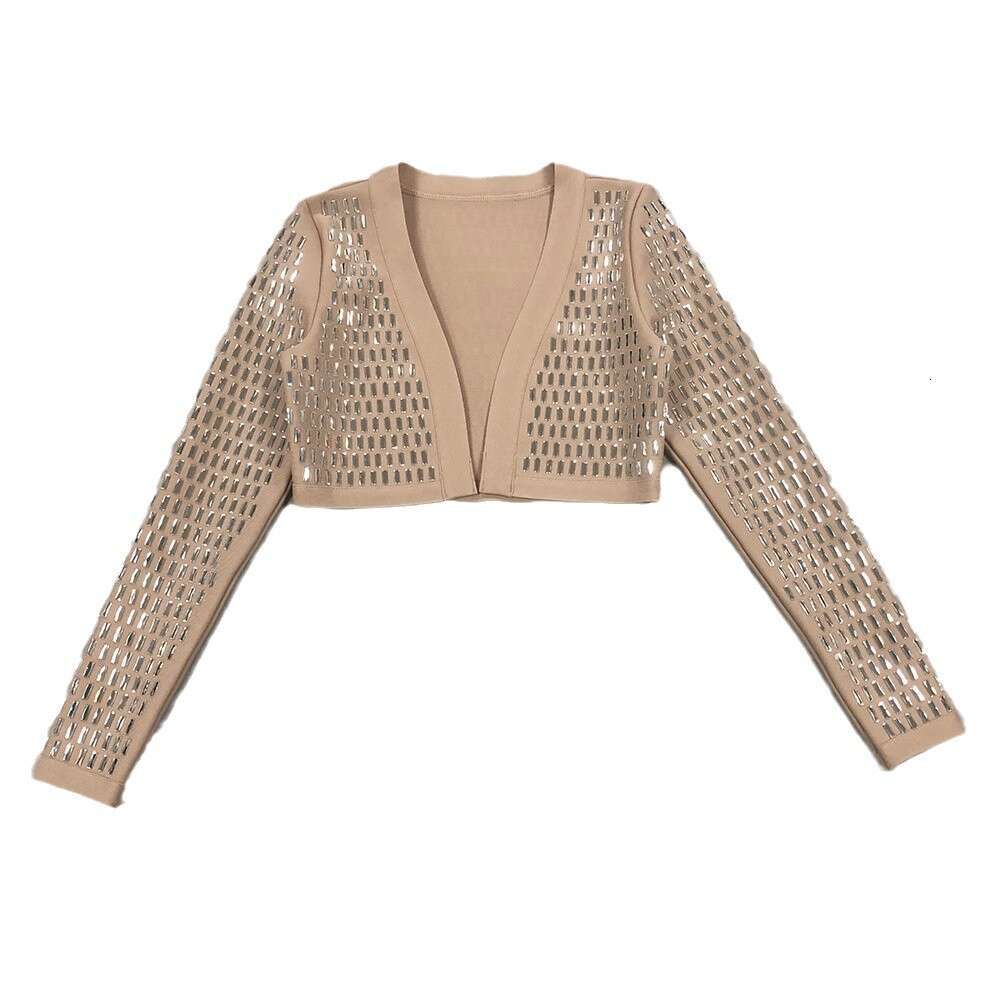Autumn New Arrival Banquet Evening Dress Socialite Full Diamond Long Sleeve Bandage Coat Women's Style