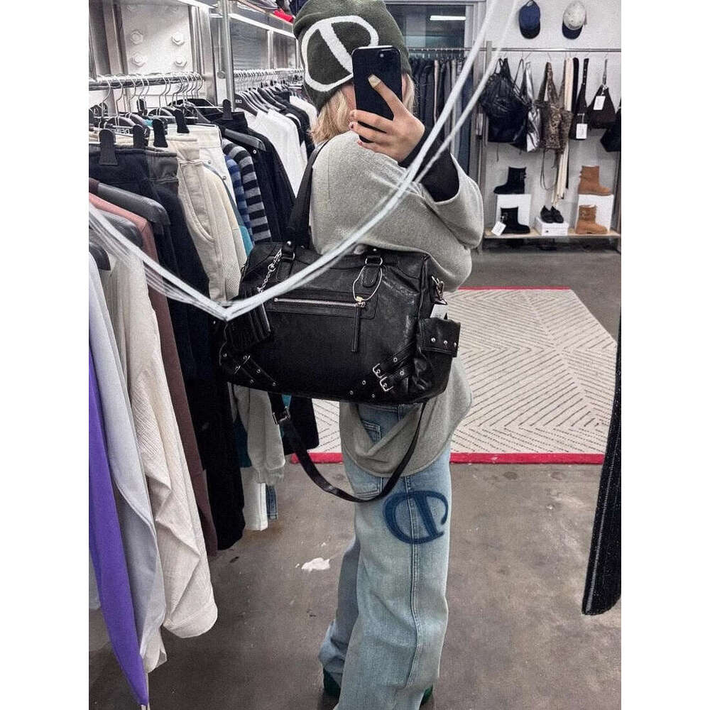 Korean Niche Design Deinet Commuter Tote Large Capacity Motorcycle Handbag Shoulder Crossbody Bag Trendy Ins Style