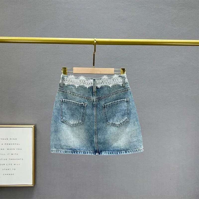 Tight Rhinestone Jeans Skirts for Women Aesthetic High Quality Clothing Trend 2025 Streetwear Cheap Vintage Woman Denim Skirt