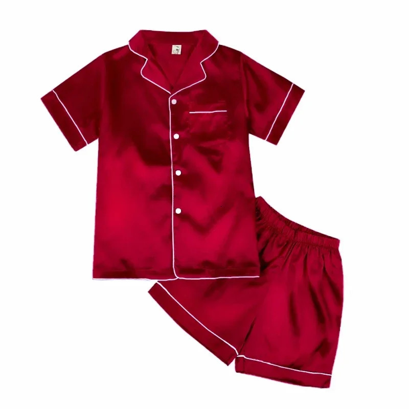 Summer Experience Unparalleled Comfort With Silk Pajama Set for Children Girls and boys Ages 4-10 250617
