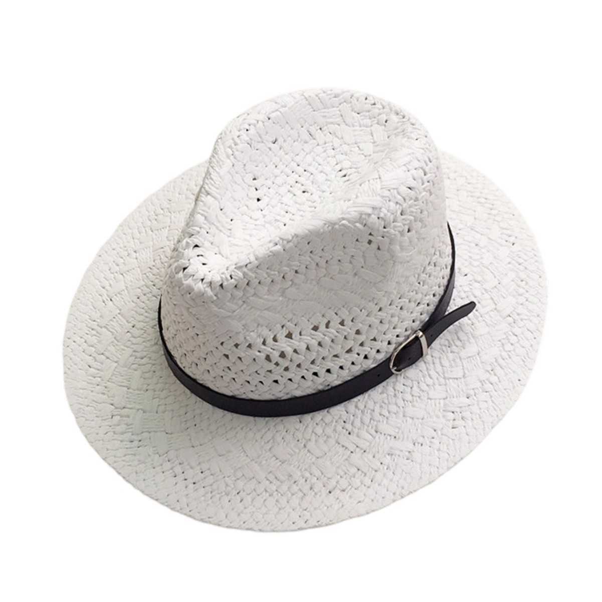 Summer Hat for Women, Sun Protection Visor Hat with Belt Buckle, Versatile Beach Woven Straw Hat, Outdoor Travel Sun Hat 250615