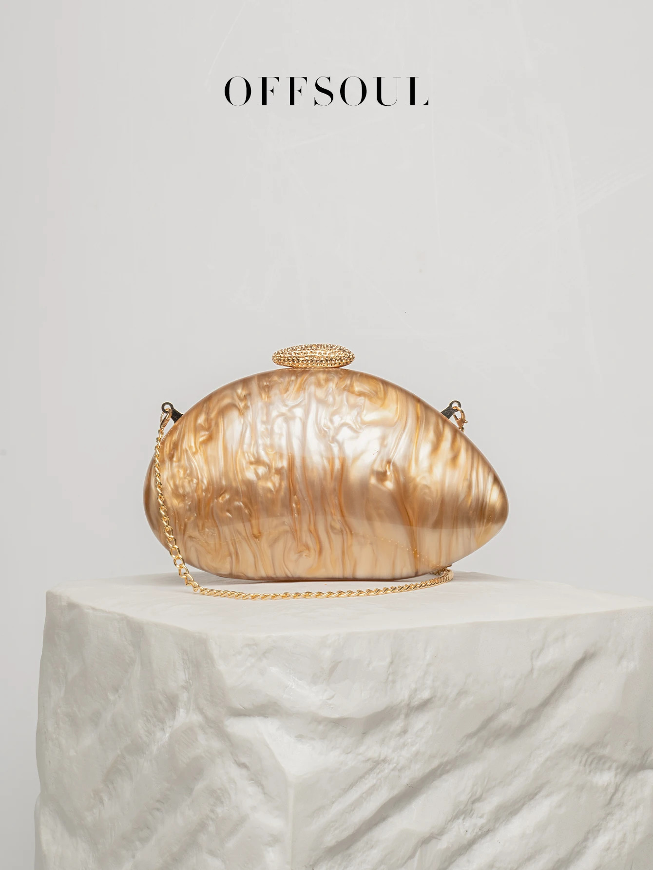 European and American Shoulder Crossbody Bag Marble Pattern SpecialShaped Shell Acrylic Fashion Wedding Dinner Clutch Bag 250614