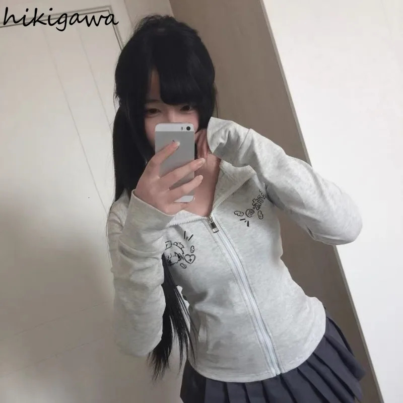 Cat Ears Sweatshirts Women Clothing Slim Fit Short Sleeve Zipper Hoodies Y2k Tops Casual Chic Anime Cute Hoodie Coat Ropa Mujer 250612