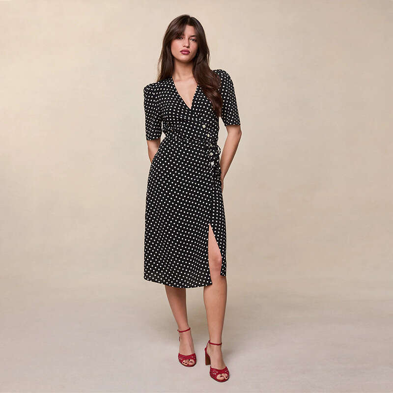 Vestido De Mujer Clothes Women Designer Womens Dress Plus Size Dresses 114 # 2025 Button Tea Wrap Dress Summer New French Style Womens Fashion