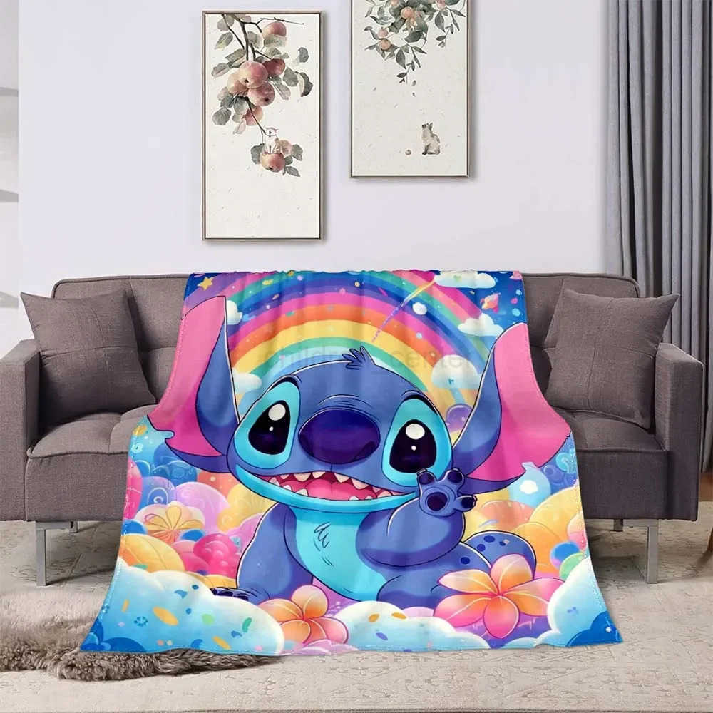Disney 3D Printing Disney Stitch Blanket Cute Cartoon Lilo Stitch Soft and Comfortable Childrens Lunch Blanket W250617