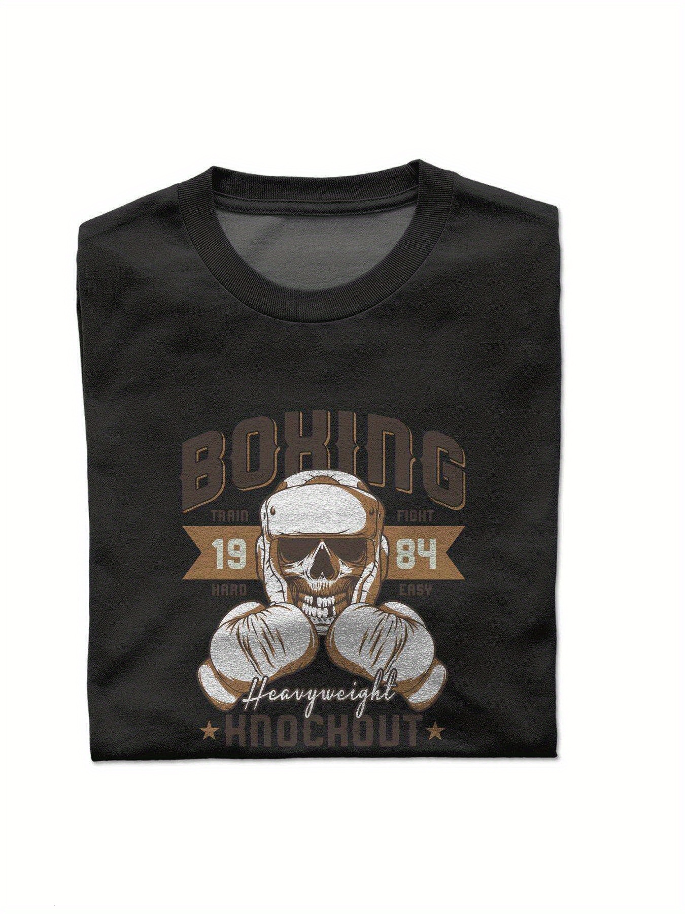 Dongdumaoyi T Shirts Men Cotton Short Sleeve Round Collar White S-3Xl Adult 180G Weightlifting Black Text Skull 85bf