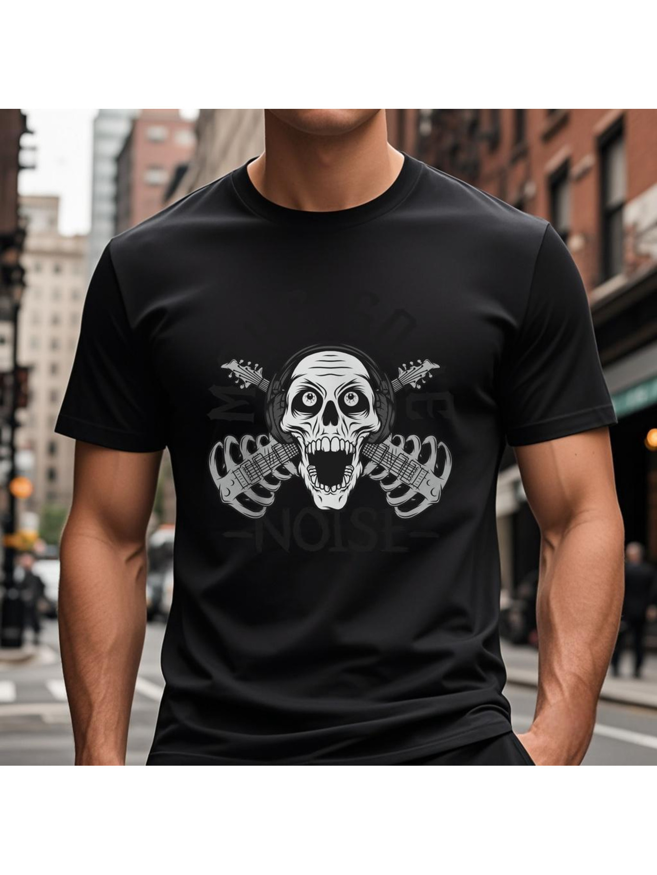 Dongdumaoyi Cotton S-3Xl Microphone Adult Skull Short Sleeve Men Round Collar White Black T Shirts 180G 717a