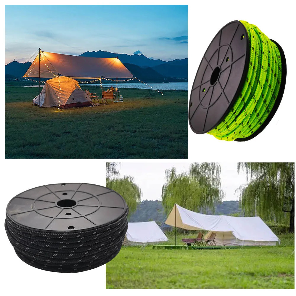 30M Reflective Paracord 6mm Parachute Cord Outdoor Camping survival Rope Durable Umbrella Tent Lanyard Strap Clothesline 250611