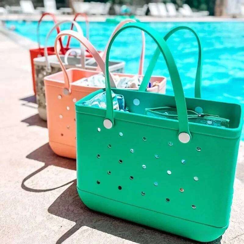 L/XL Sac Summer EVA Rubber Waterproof Storage Basket Extra Large Shoulder Handbag Women Shopping Beach Jelly Tote Bag