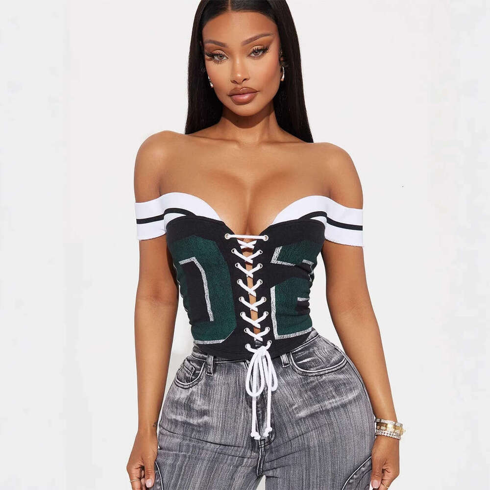 Summer New Fashion Slim Sexy Printed Tie Strap Crop Top For Girls B5