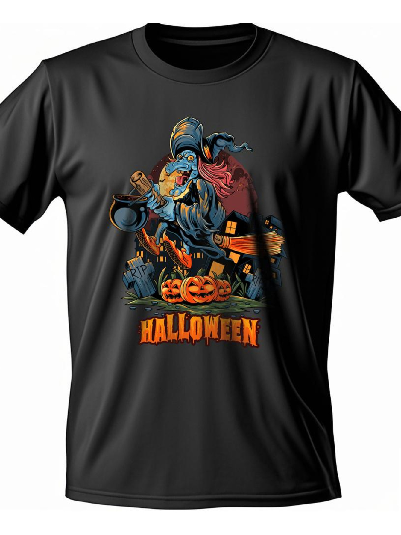 Dongdumaoyi Adult Short Sleeve T Shirts 180G White Cotton Black S-3Xl Round Collar Men Halloween 689d
