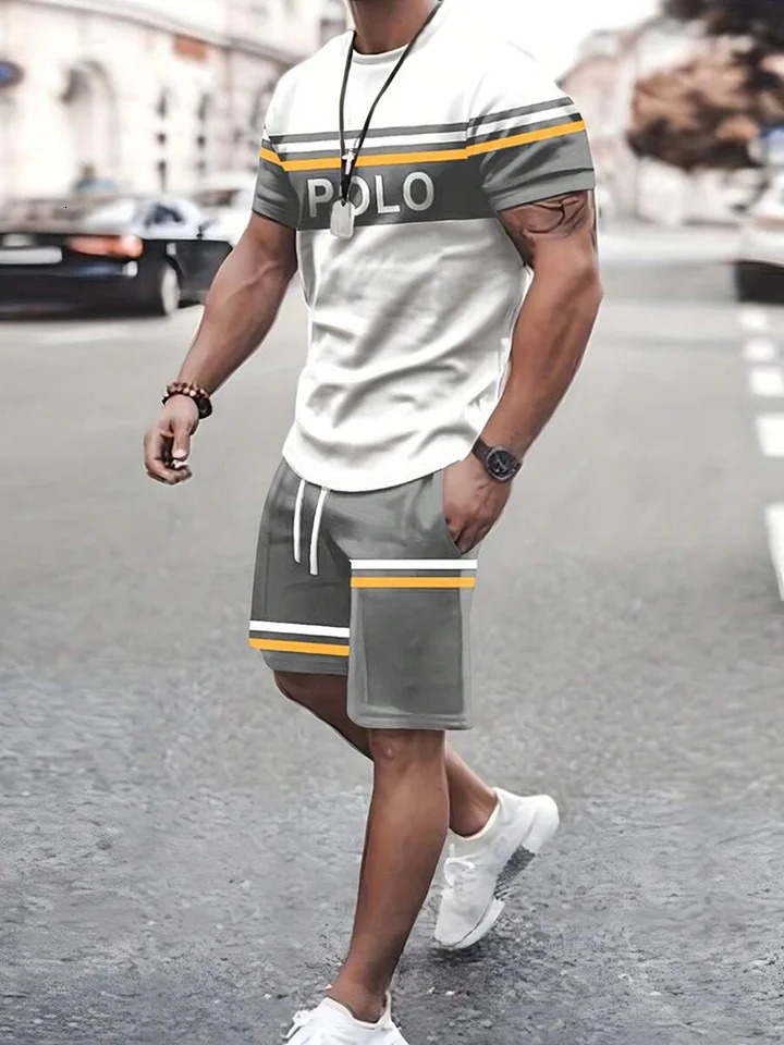 Summer Everyday Casual Mens T-shirt Shorts Set Urban Street Fashion Mens Short-sleeved Outdoor Sports Mens Shorts 3D Printing 250617
