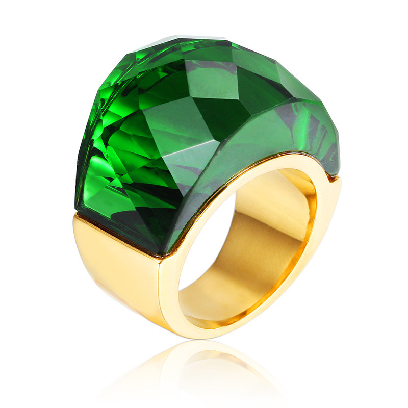 Fashion Large Ring for Women Multicolor Wedding Jewelry 7 Colors Big Glass Stone Ring Stainless Steel Anillos 240125