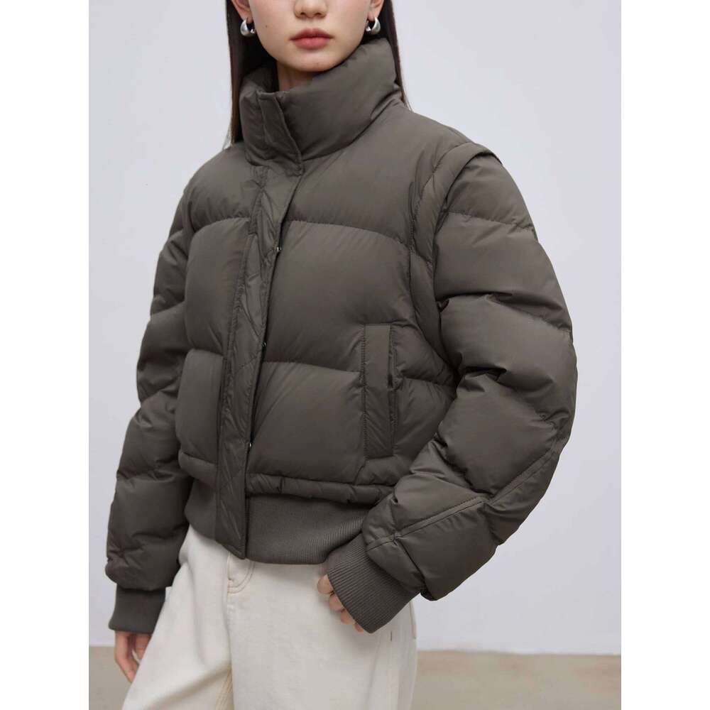 ZIQIAO Petite Size Short Down for 2024 Winter Outfit New Vest Women Casual Loose Brown Jacket 24ZQ94007