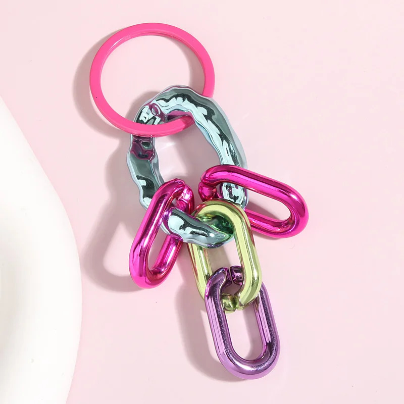 Colorful Acrylic Plastic Link Chain Keychain Creative Handmade Key Ring For Women Men Handbag Accessories DIY Friendship Gifts 250616
