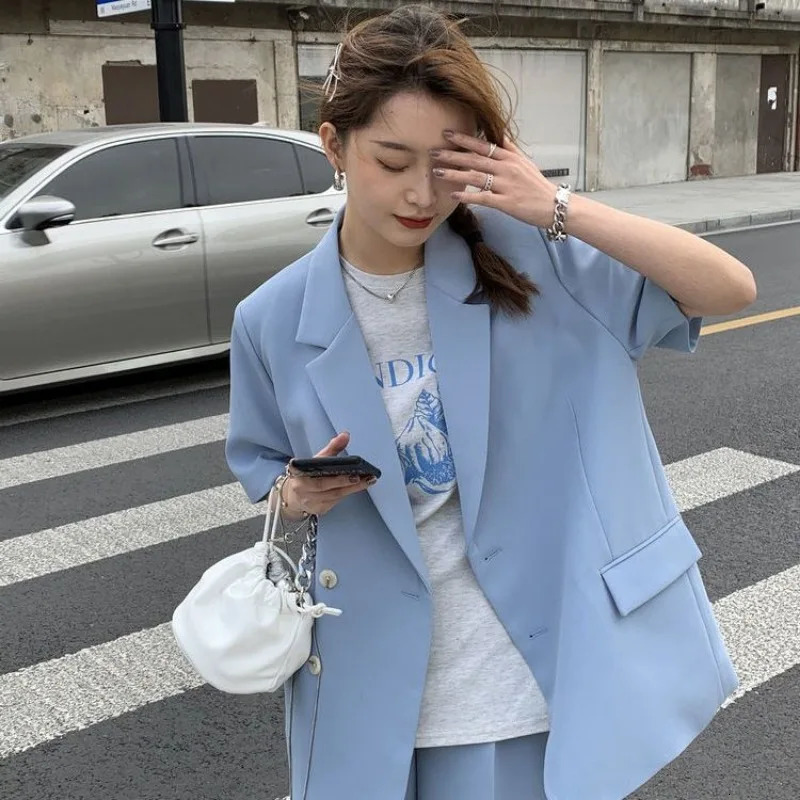 Pant Suits Spring and Summer Thin Casual Loose Short Sleeved Suit Jacket Women Twopiece Set 250612