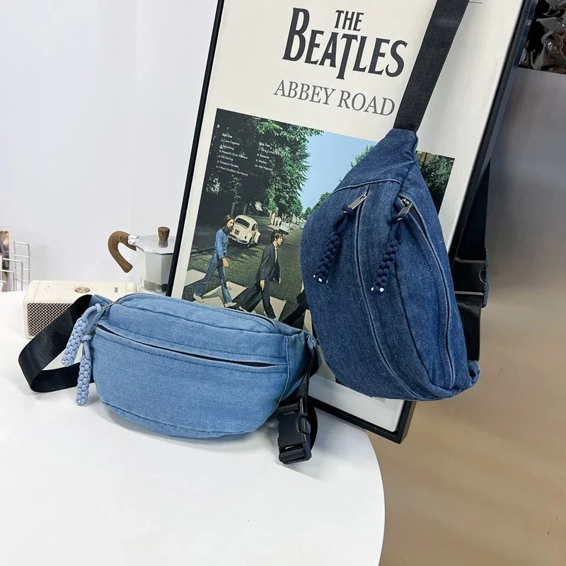 Street hip-hop Waist Bag Casual Female Belt Bags Unisex Crossbody Chest pack Fashion Trend Denim Bags Large capacity Waist packs 250614